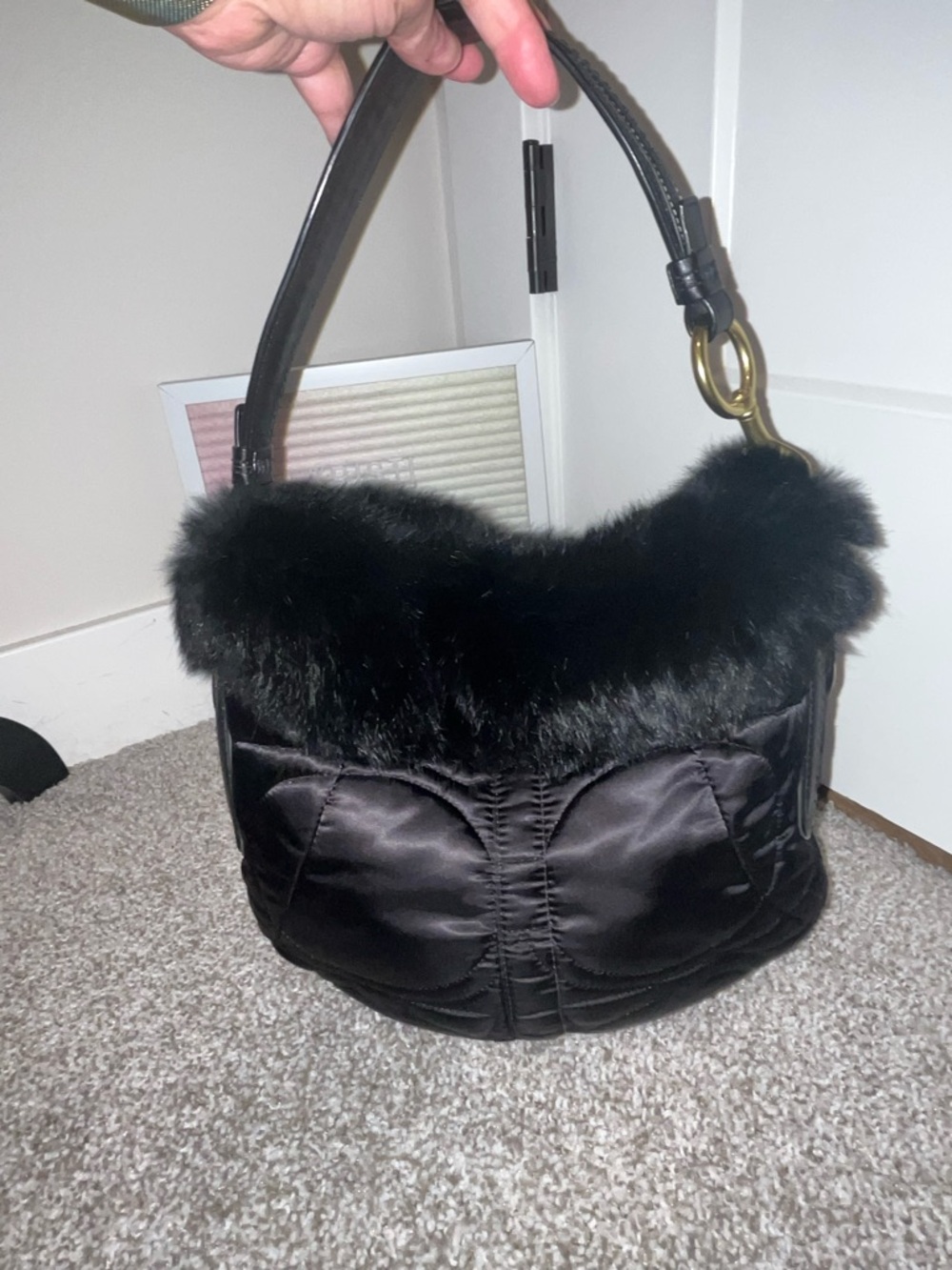 Coach SoHo Rabbit Fur Ski Hobo Handbag - Picture 4 of 10